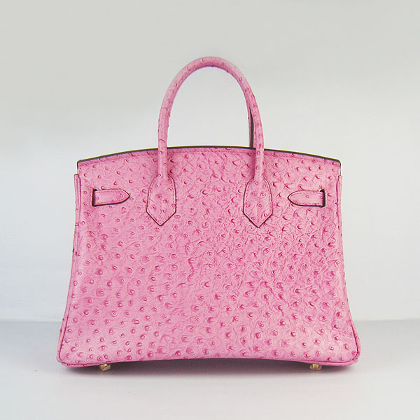 Replica Hermes Birkin 30CM Ostrich Veins Handbag Pink 6088 On Sale - Click Image to Close